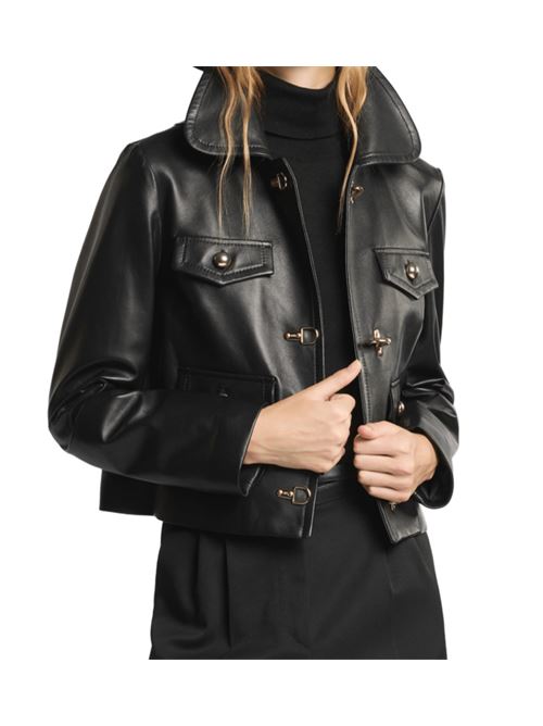 Giubbotto da donna, in pelle di agnello, corto, colore nero FAY | NGW73514560ZXMB999